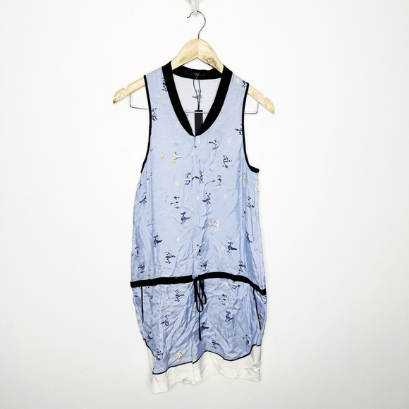 Tibi Blue Silk Pelican Bird Shorts Romper Light blue oversized womens US 2 NWT - Picture 2 of 8